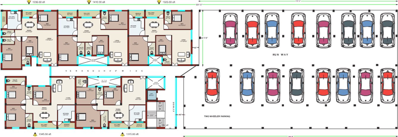 priya promoters sudharsna Tower A,B Cluster Plan for Ground Floor