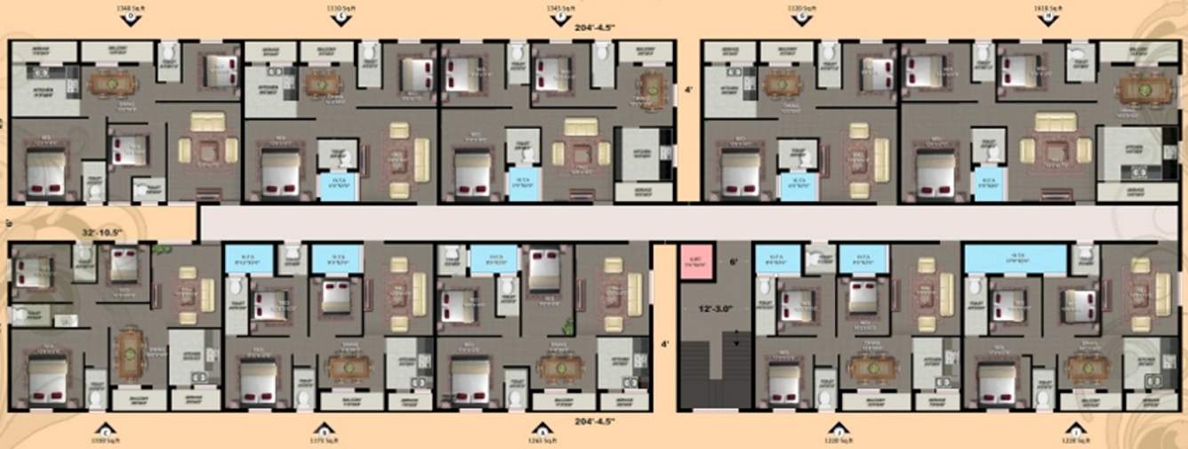 priya promoters sudharsna Tower H Cluster Plan from Ground to 2nd Floor