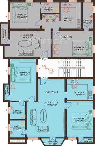 amman-builders-pvt-ltd giri-bala-homes Giri Bala Homes Cluster Plan from 1st to 2nd Floor