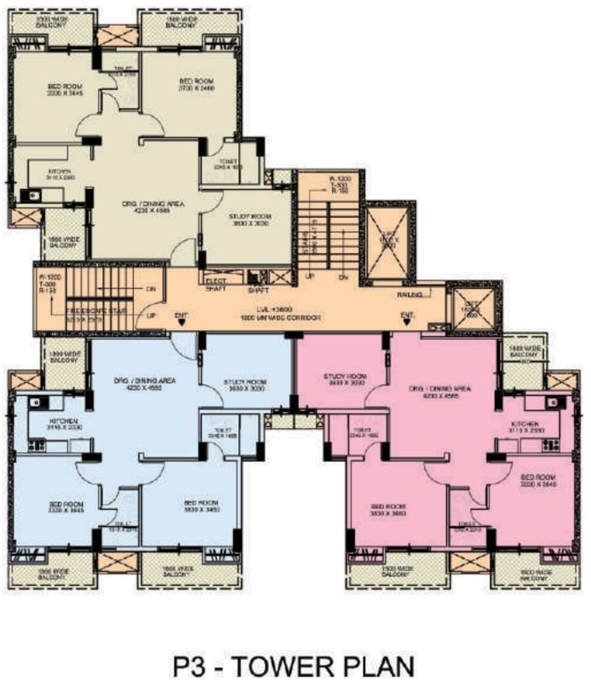 slf anushree apartments Tower P3 Cluster Plan