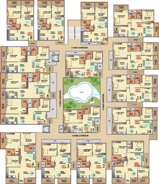  sri sai residency Sri Sai Residency Cluster Plan from 1st to 4th Floor