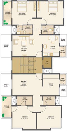 achalare-realtors walnut Walnut Cluster Plan for 1st and 3rd Floor