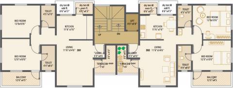 942 sq ft 2 BHK Floor Plan Image - Achalare Realtors Apricot Available for  sale 