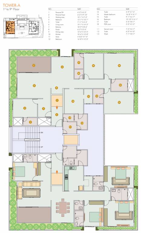  paarijat eclat Tower A Cluster Plan from 1st to 9th Floor
