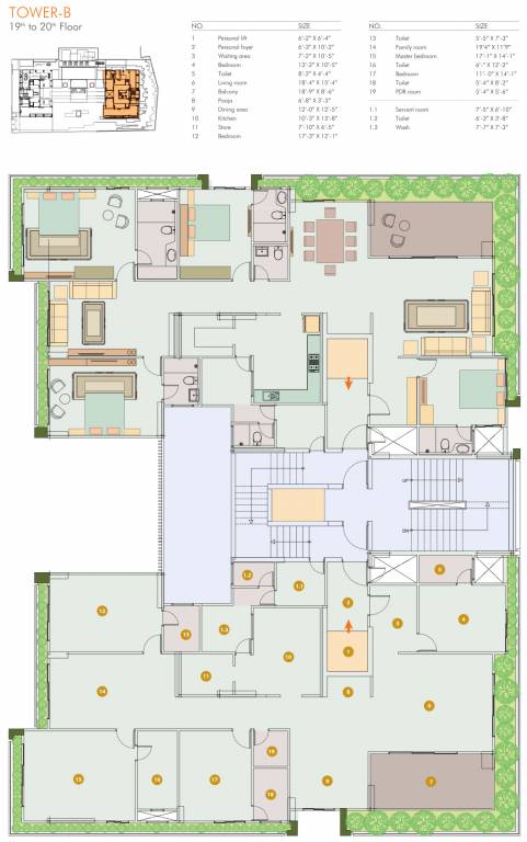  paarijat eclat Tower B Cluster Plan from 19th to 20th Floor
