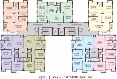 966 sq ft 2 BHK Floor Plan Image - Unimark Group Srijan Heritage