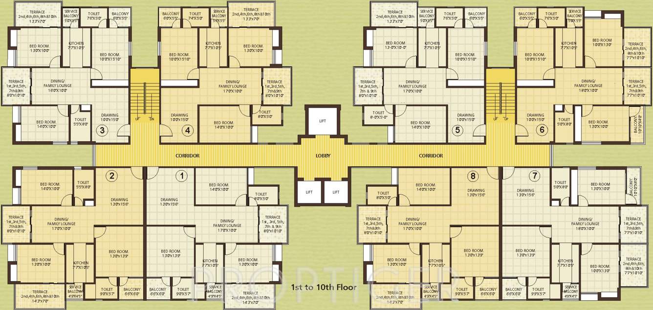 vasundhara group la greeno La Greeno Cluster Plan from 1st to 10th Floor