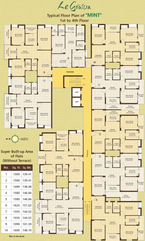 vasundhara group le grassia Le Grassia Mint Cluster Plan from 1st to 4th Floor