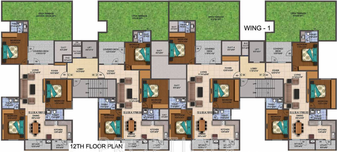 promenade Block B Wing 1 Cluster Plan