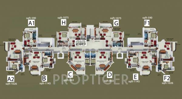 Residency Towers Typical Cluster Plan bcg-builders residency-towers Residency Towers Typical Cluster Plan