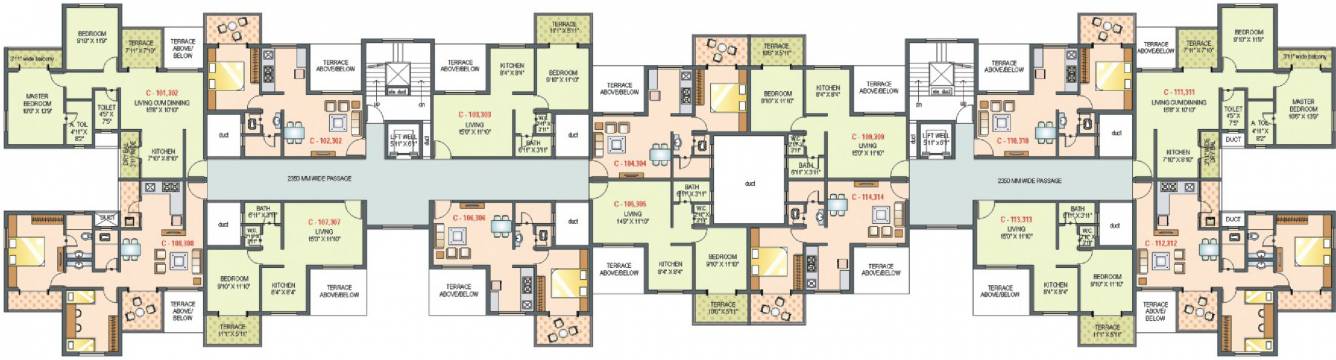 paranjape schemes green cove Bldg C Cluster Plan For 1st or 3rd Floor