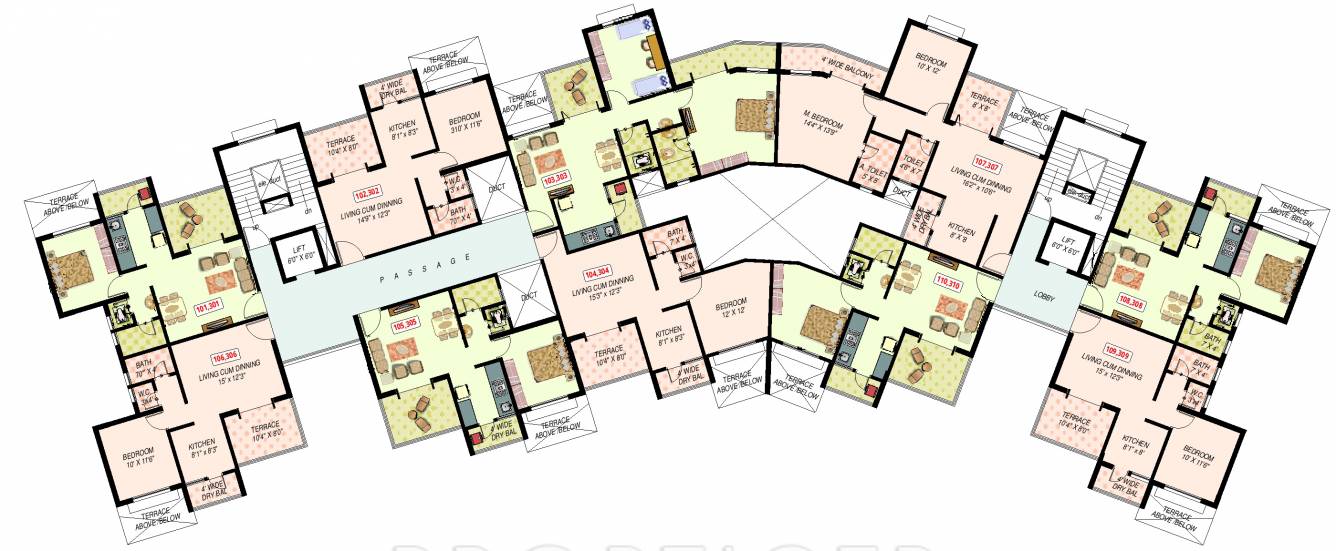paranjape schemes green cove Bldg B Cluster Plan For 1st or 3rd Floor