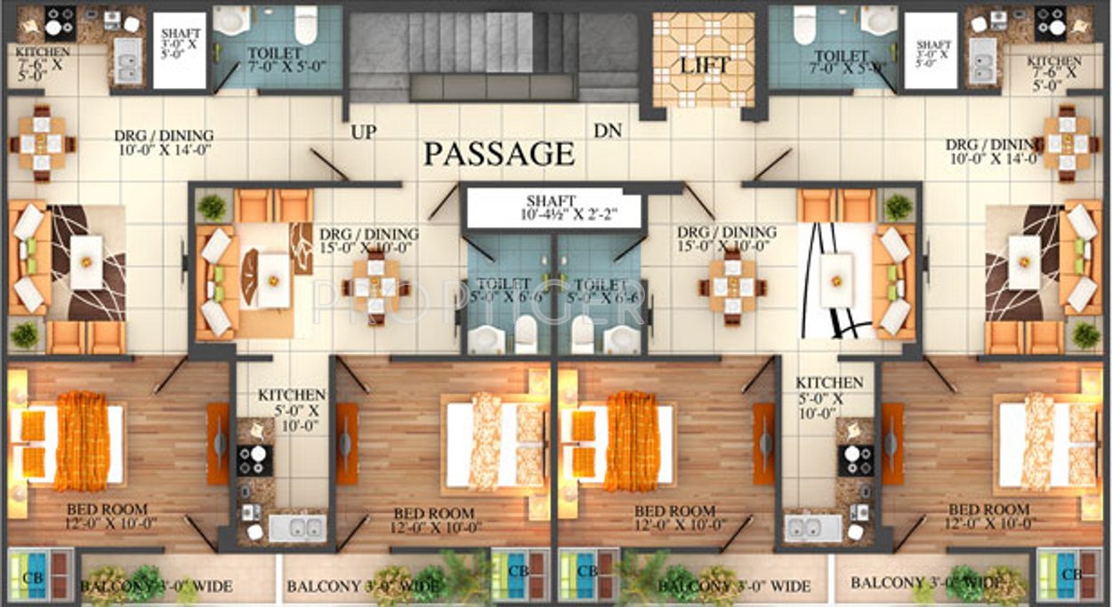 saj realtech pvt ltd tower Tower Cluster Plan from 1st to 5th Floor