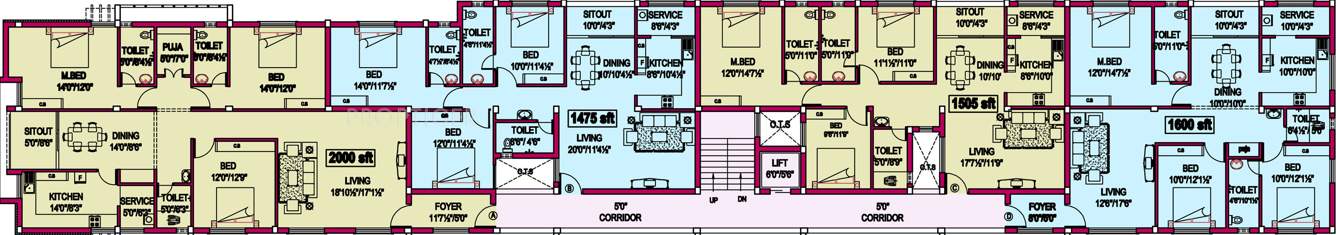 vignesh flats housing promoters arudhra Arudhra Typical Cluster Plan