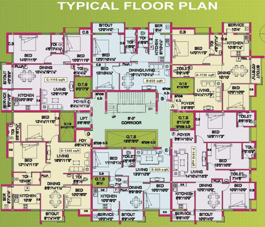 vignesh flats housing promoters apsaraa Apsaraa Cluster Plan from 1st to 4th Floor