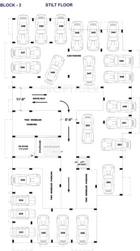 mangal-home-builders-private-limited shri-gangeya Block 3 Stilt Floor Cluster Plan
