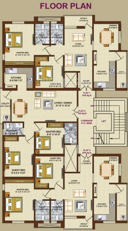 afraz realty shelter Shelter Cluster Plan from 1st to 4th Floor