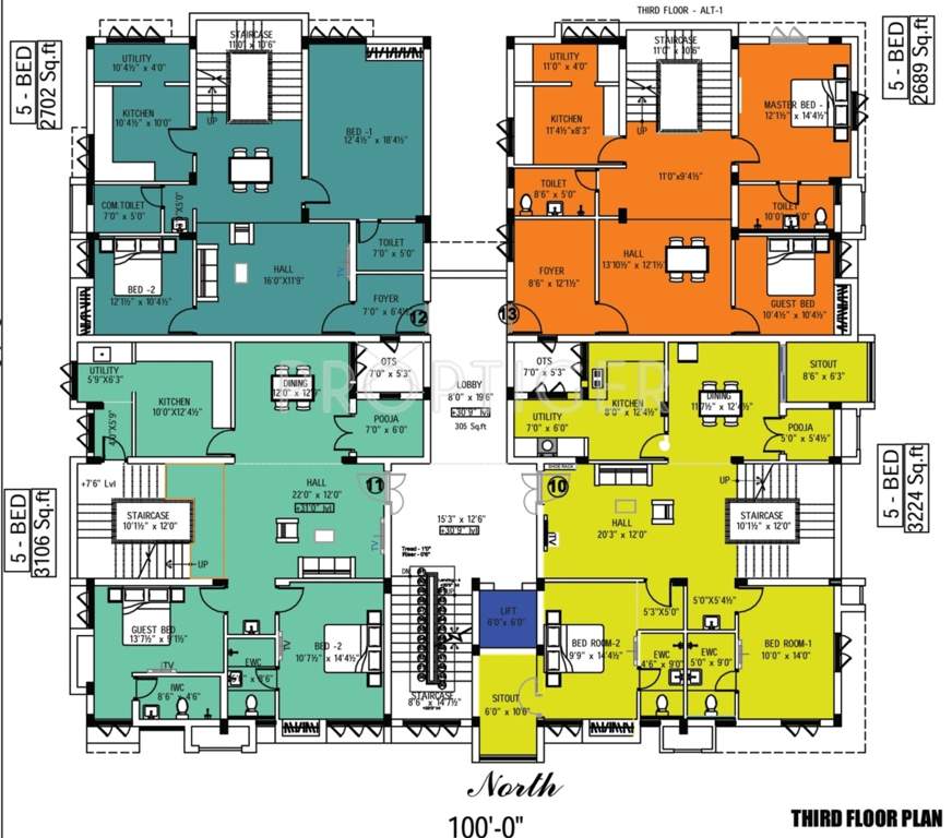mangal home builders private limited shri airavatham Shri Airavatham Duplex Cluster Plan for 3rd Floor