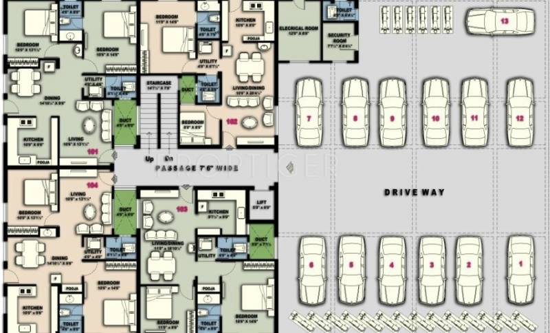 cs-housing-promoters metro-village Block A & B Cluster Plan for Ground Floor