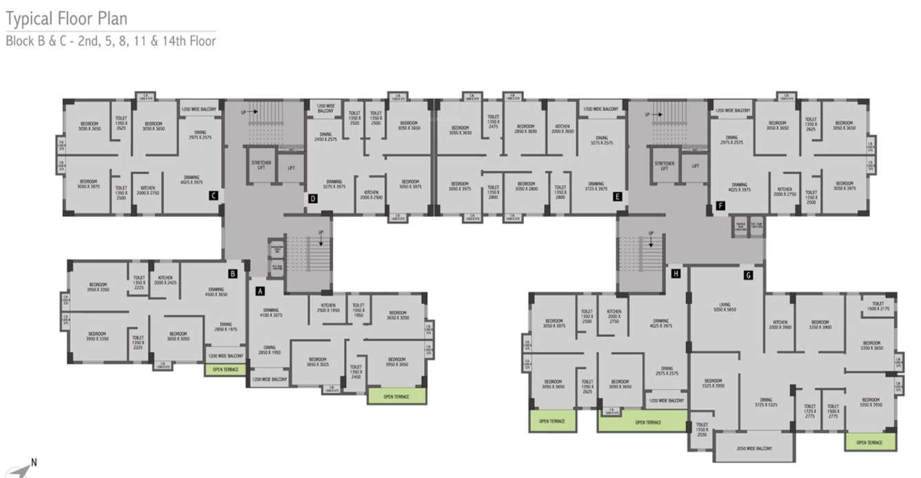  identity Block B And C Cluster Plan From 2nd, 5th,8th,11th To 14th Floor
