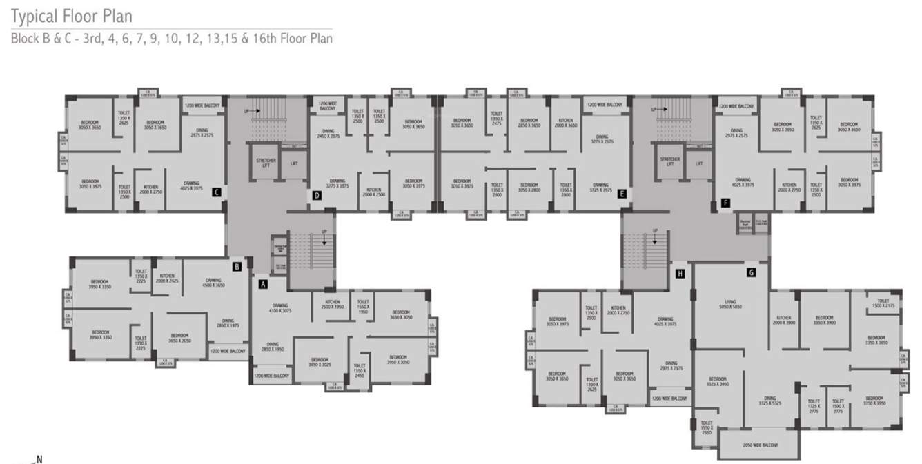 identity Block B And C Cluster Plan From 3rd 3rd, 4, 6, 7, 9, 10, 12, 13,15 & 16th Floor Plan