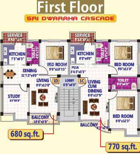 srk-builders sri-dwaraha-cascade Sri Dwaraha Cascade Cluster Plan for 1st Floor