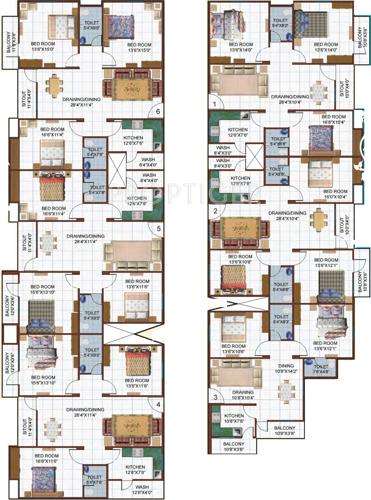 amaltas-india-ltd. avenue Block A Cluster Plan from 1st to 4th Floor