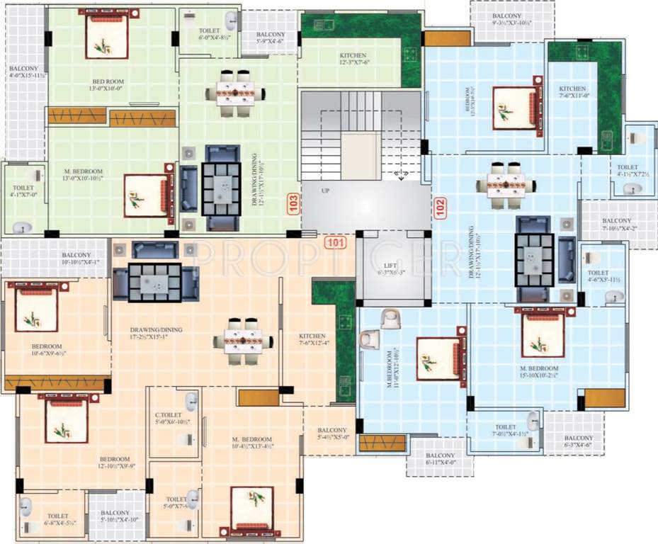 balaji dham build estates pvt ltd panchsheel residency Panchsheel Residency Cluster Plan from 1st to 3rd Floor
