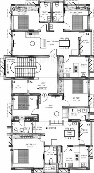 Cluster Plan for 2nd Floor ganesh-builder rishaba-residency Cluster Plan for 2nd Floor