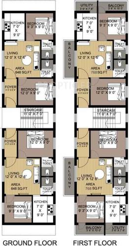 mangal-home-builders-private-limited shri-chandrashekara 1,2,3,4 Cluster Plan from ground to 1st Floor