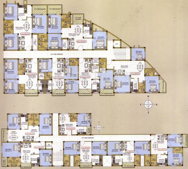 p-cube-builders-private-limited residency Block A, Block B Cluster Plan from 1st to 4th Floor