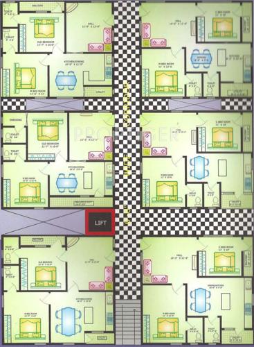 stbl-projects-limited lakshmi-prasanna-gardens-apartment Tower 1 and 2 Cluster Plan from 1st to 5th Floor