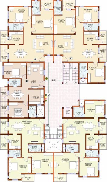 foundations prakruthi Prakruthi Cluster Plan from 1st to 4th Floor