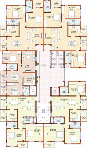 foundations prakruthi Prakruthi Cluster Plan from 1st to 4th Floor