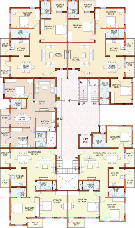 foundations prakruthi Prakruthi Cluster Plan from 1st to 4th Floor
