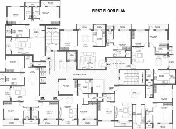 udbhav-developers bhaskar-coconut-groves Bhaskar Coconut Groves Cluster Plan for 1st Floor