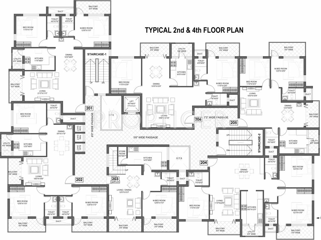udbhav developers bhaskar coconut groves Bhaskar Coconut Groves Cluster Plan from 2nd and 4th Floor