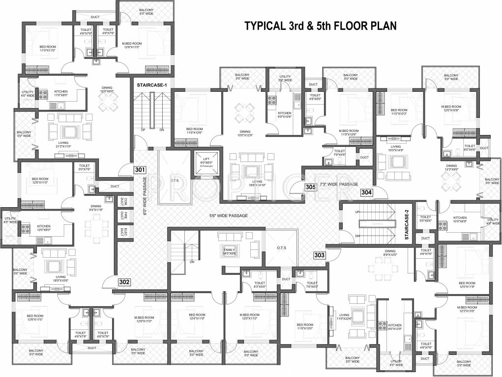 udbhav developers bhaskar coconut groves Bhaskar Coconut Groves Cluster Plan from 3rd and 5th Floor
