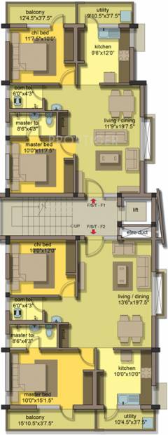 jeno-maran-builders gaiblet Gailblet Cluster Plan from 1st to 4th Floor