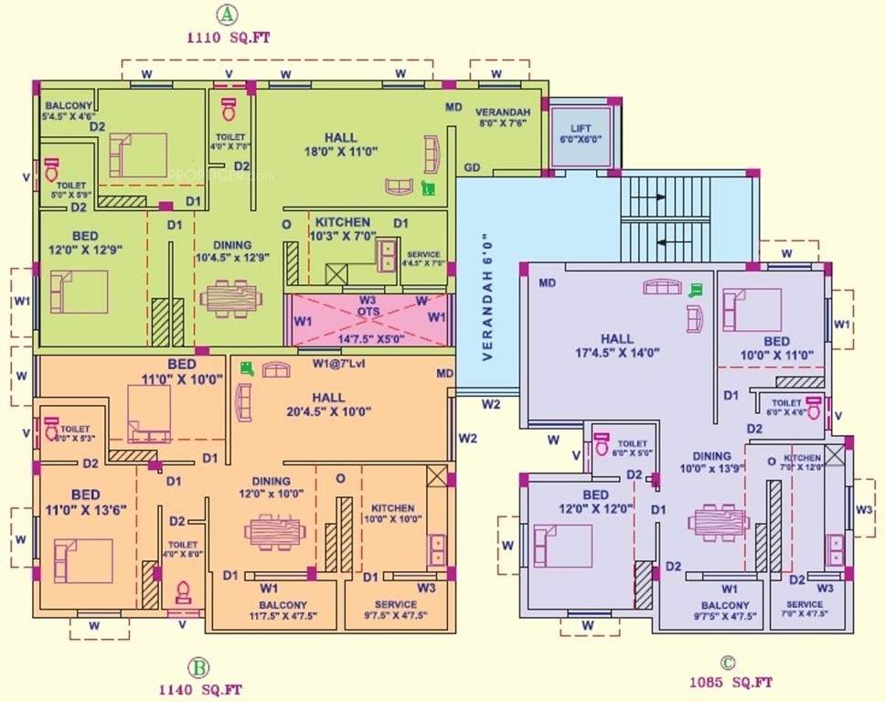 al housing pvt ltd brindavanam Brindavanam Cluster Plan from 1st to 4th Floor