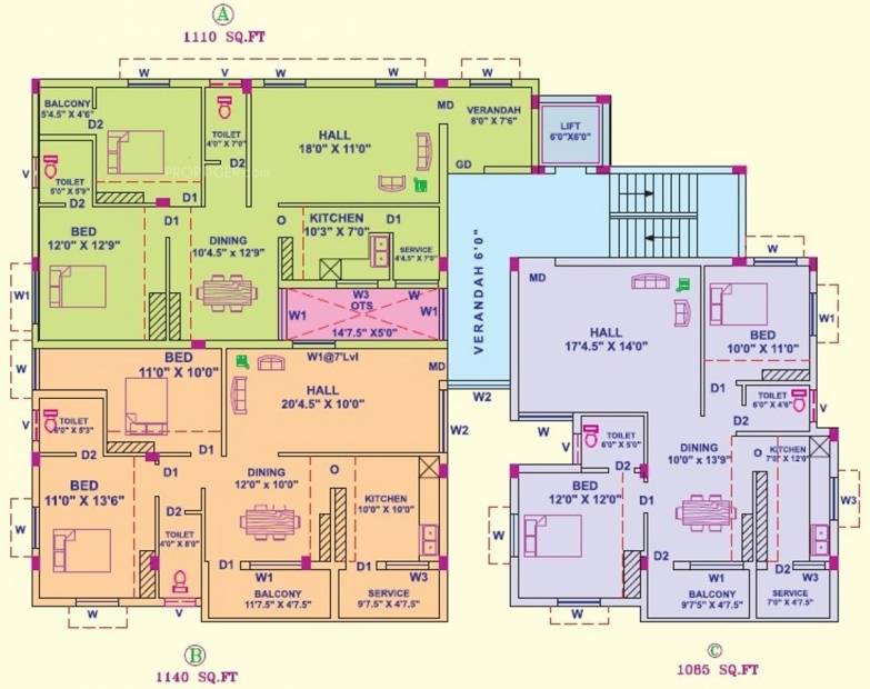 al-housing-pvt-ltd brindavanam Brindavanam Cluster Plan from 1st to 4th Floor