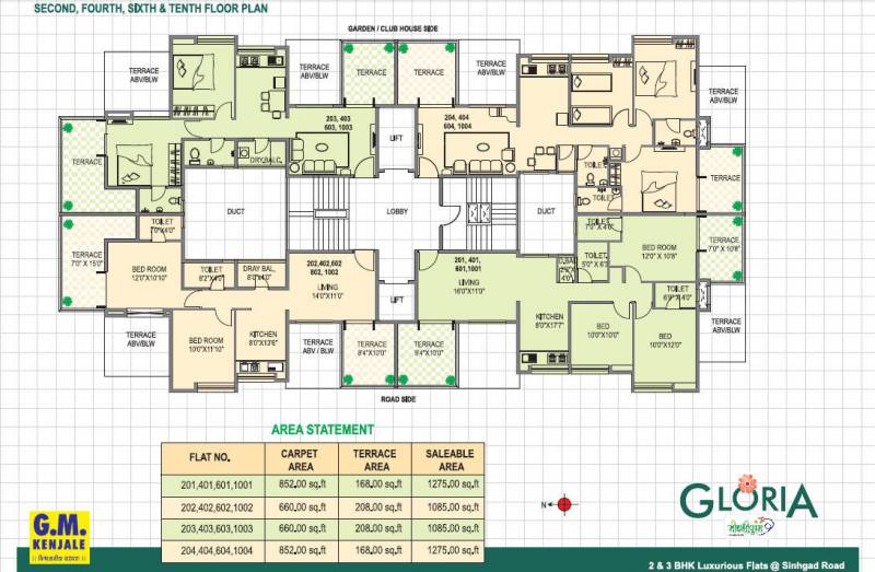  gloria Gloria 2nd, 4th, 6th, 10th Floor  Cluster Plan