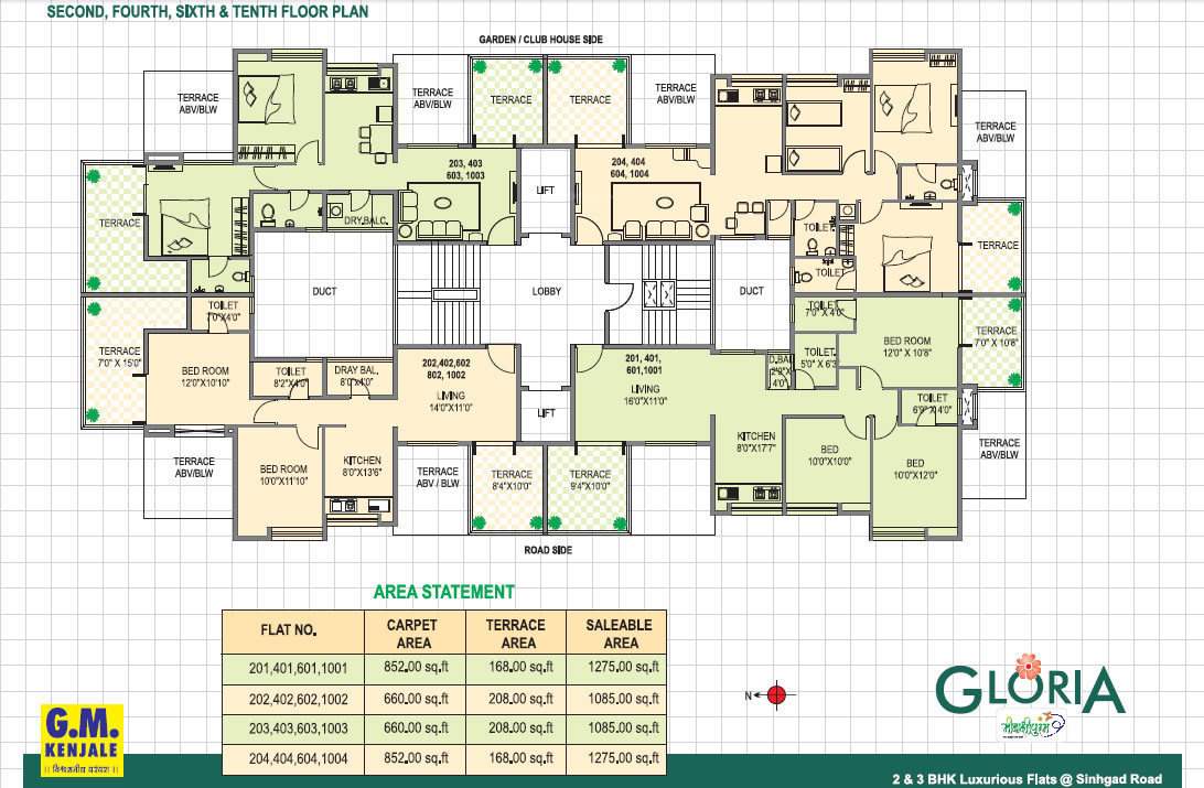  gloria Gloria 2nd, 4th, 6th, 10th Floor  Cluster Plan