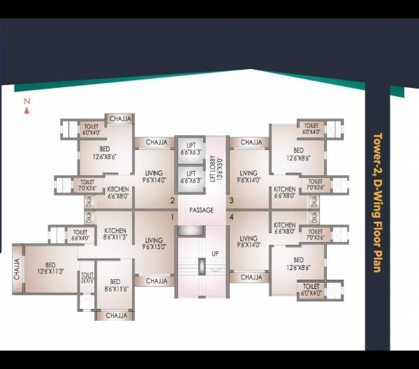  konnected Bldg 1 A, B Wing Anand Dham Cluster Plan