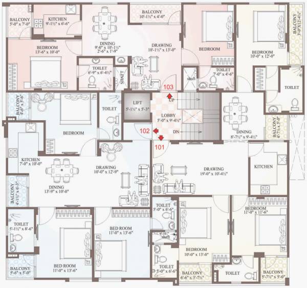 uttam-group shiv Shiv Cluster Plan from 1st to 4th Floor