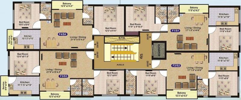 vikaan-shelters sree-kesav Sree Kesav Cluster Plan from 1st to 2nd Floor