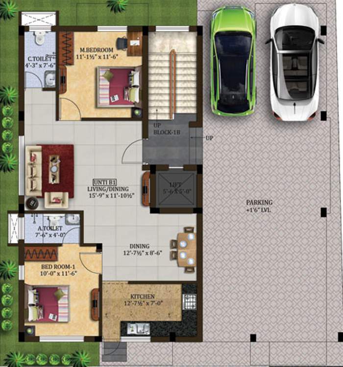 abhimanyu garden housing gowri garden Block 1B Cluster Plan For Ground Floor