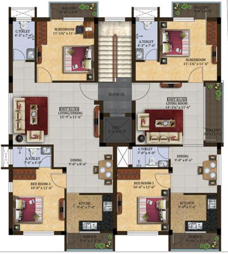 abhimanyu-garden-housing gowri-garden Block 1B Cluster Plan from 1st to 2nd Floor