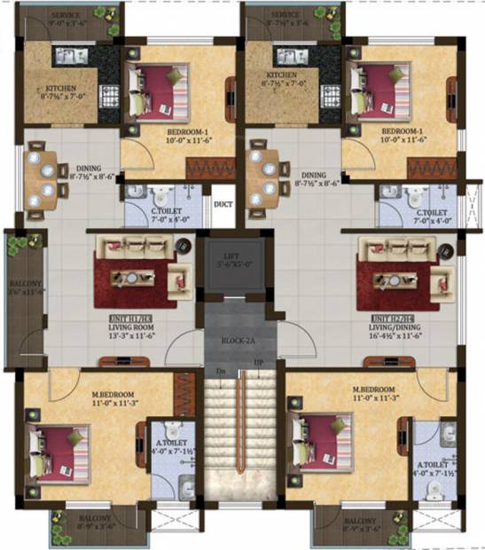 abhimanyu-garden-housing gowri-garden Block 2A Cluster Plan from 1st to 2nd Floor