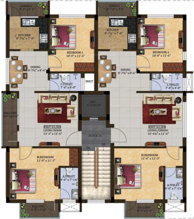 abhimanyu garden housing gowri garden Block 2A Cluster Plan from 1st to 2nd Floor